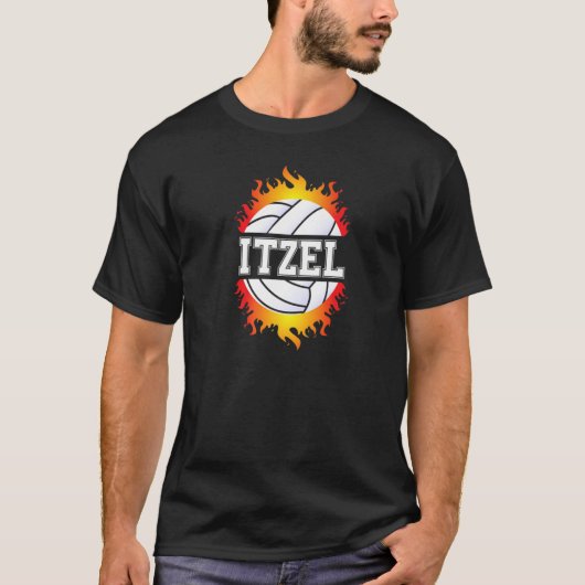 Itzelネームバレーボール選手ガールズボールとネットSp Tシャツ (正面)