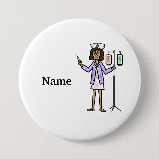 IVナース付き雌バッグ及びシリンジボタン 缶バッジ (正面)