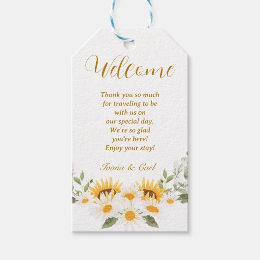 IVANA黄エレガント色と白の花結婚の ギフトタグ (正面)