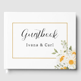 IVANA黄エレガント色と白の花結婚の ゲストブック