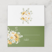 IVANA黄エレガント色と白の花結婚の プレイスカード (外部開封)