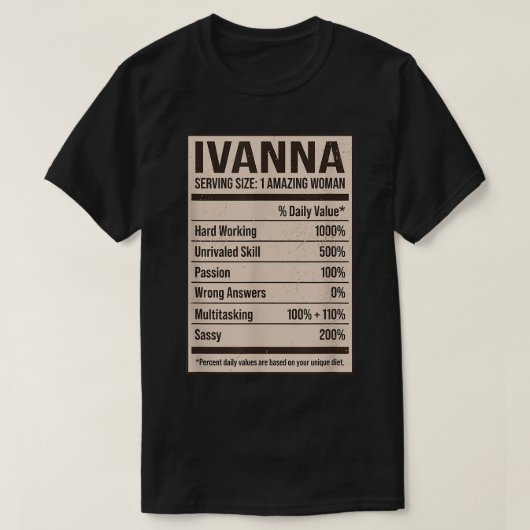 Ivanna Nutrition Facts Name Nickname Alias Title F Tシャツ (デザイン正面)