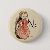 Ivar Arosenius Lillan挑戦的小さな女の子はノーと言う 缶バッジ (正面)