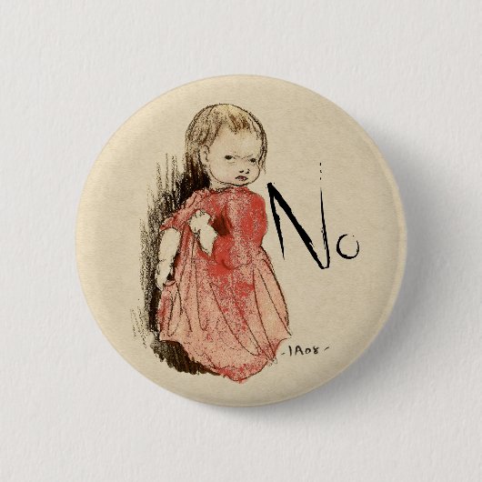 Ivar Arosenius Lillan挑戦的小さな女の子はノーと言う 缶バッジ (正面)
