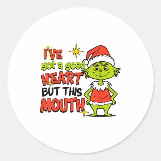 I've Got A Good Heart But This Mouth Funny Christm ラウンドシール (正面)