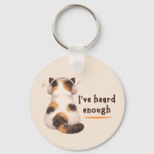 "I've heard enough" Cat Wearing Headphone キーホルダー (裏面)