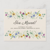 I've Moved Watercolor Wildflower Moving  案内ポストカード (正面)