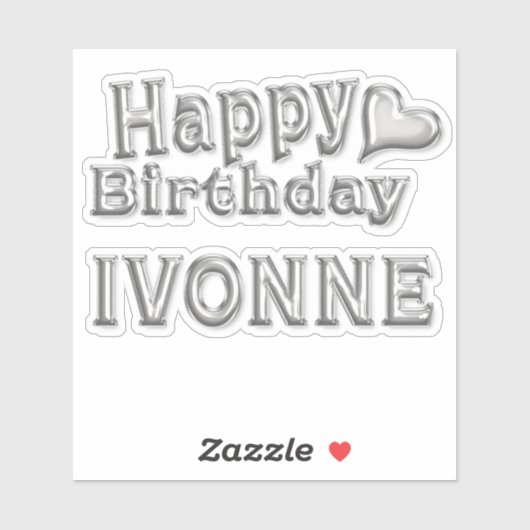 Ivonne Happy Birthday silver Aufkleber Sticker シール (シート)