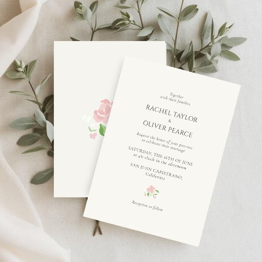 Ivory | シックな水彩花柄の結婚式 招待状