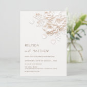 Ivory 3D Flowers Roses Minimalist Wedding  Invitat 招待状 (スタンド正面)