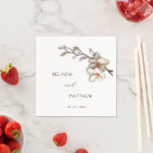 Ivory 3D Magnolia Flowers | Wedding スタンダードカクテルナプキン (インサイチュ)