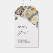 Ivory 3D Roses Wedding Thank You ギフトタグ (裏面)