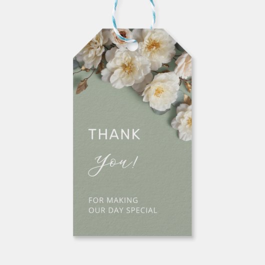 Ivory 3D Roses Wedding Welcome ギフトタグ (裏面)