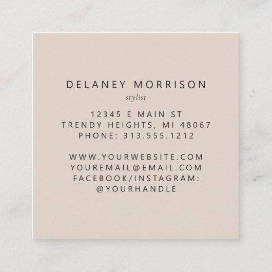 Ivory Agate Gold Glitter Luxury スクエア名刺 (裏面)