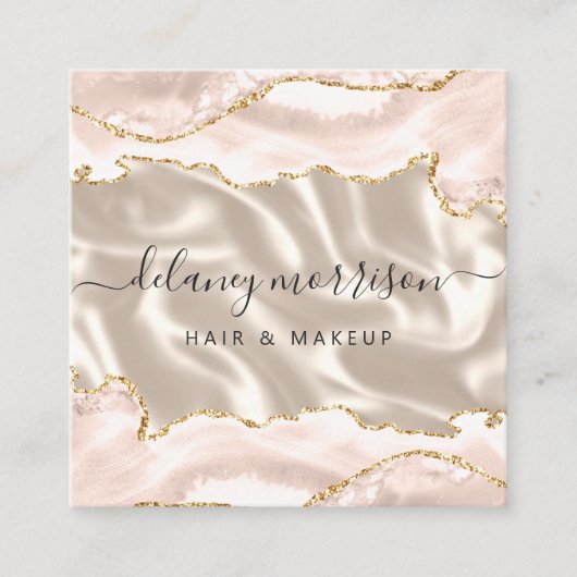 Ivory Agate Gold Glitter Luxury スクエア名刺 (正面)