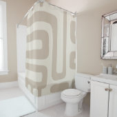 Ivory and Beige Abstract Shower Curtain  シャワーカーテン (インサイチュ)