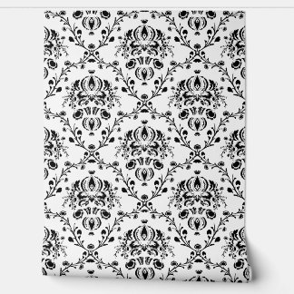 Ivory and Black Damask 壁紙