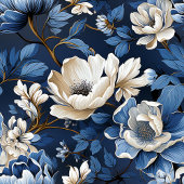 Ivory and Blue Flowers Luxury Table Runner ロングテーブルランナー