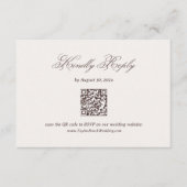 Ivory and Brown Wedding RSVP Card Qr Code エンクロージャーカード (正面)