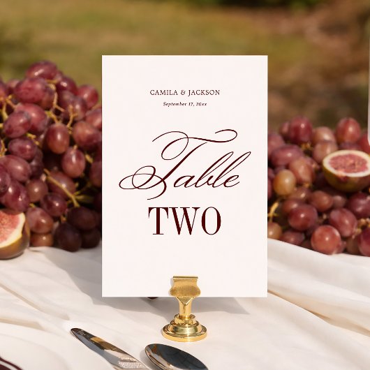 Ivory and Burgundy Wedding  テーブルナンバー