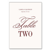 Ivory and Burgundy Wedding  テーブルナンバー (正面)