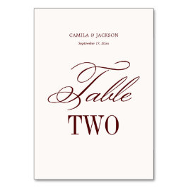 Ivory and Burgundy Wedding  テーブルナンバー