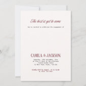 Ivory and Burgundy Wedding Engagement Party 招待状 (裏面)