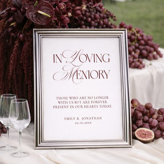 Ivory and Burgundy Wedding In Loving Memory  ポスター