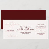 Ivory and Burgundy Wedding Menu Card 招待状 (正面/裏面)