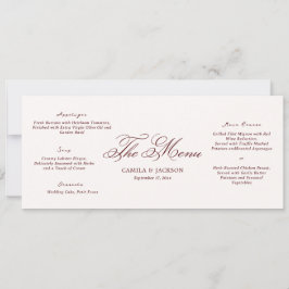 Ivory and Burgundy Wedding Menu Card 招待状