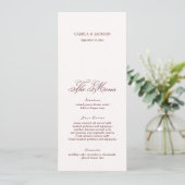 Ivory And Burgundy Wedding Menu Card 招待状 (スタンド正面)
