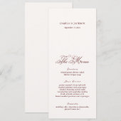 Ivory And Burgundy Wedding Menu Card 招待状 (正面/裏面)