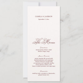 Ivory And Burgundy Wedding Menu Card 招待状