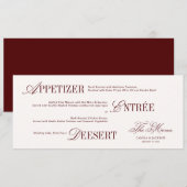 Ivory and Burgundy Wedding Menu Card 招待状 (正面/裏面)