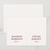 Ivory and Burgundy Wedding Place Card DIY 招待状 (正面/裏面)