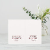 Ivory and Burgundy Wedding Place Card DIY 招待状 (スタンド正面)