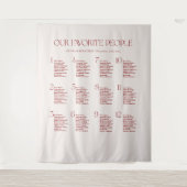 Ivory and Burgundy Wedding Seating Chart Fabric タペストリー (正面)