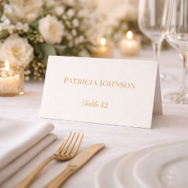 Ivory and Gold 50th Anniversary Folded Place Card プレイスカード