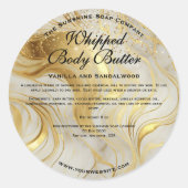 Ivory and Gold Glitter Body Butter Jar Label ラウンドシール (正面)
