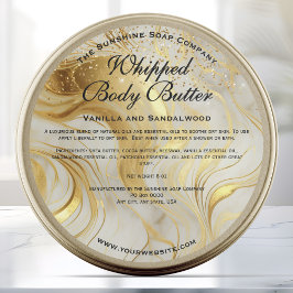 Ivory and Gold Glitter Body Butter Jar Label ラウンドシール