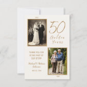 Ivory and Gold Golden Anniversary Thank You Card サンキューカード (正面)