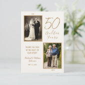 Ivory and Gold Golden Anniversary Thank You Card サンキューカード (スタンド正面)