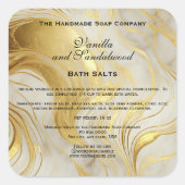 Ivory and Gold Marble Bath Salts Pouch Label スクエアシール (正面)