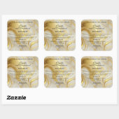 Ivory and Gold Marble Bath Salts Pouch Label スクエアシール (シート)