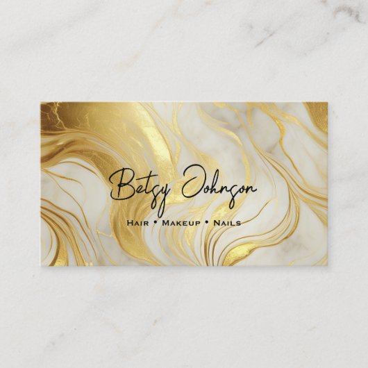 Ivory and Gold Marbled Business Card 名刺 (正面)