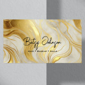 Ivory and Gold Marbled Business Card 名刺