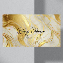 Ivory and Gold Marbled Business Card