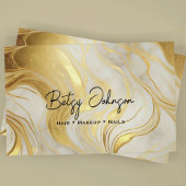 Ivory and Gold Marbled Business Card 名刺
