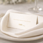 Ivory and Gold Minimal 50th Anniversary Folded Pla プレイスカード