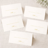 Ivory and Gold Minimal 50th Anniversary Folded Pla プレイスカード